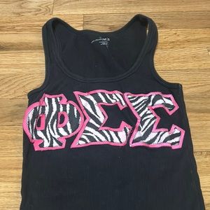 ⭐️⭐️⭐️Phi sigma sigma letters black tank top zebra small⭐️⭐️⭐️